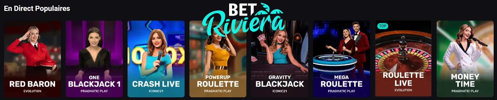 Tables live Betriviera casino pour jouer avec de vrais croupiers