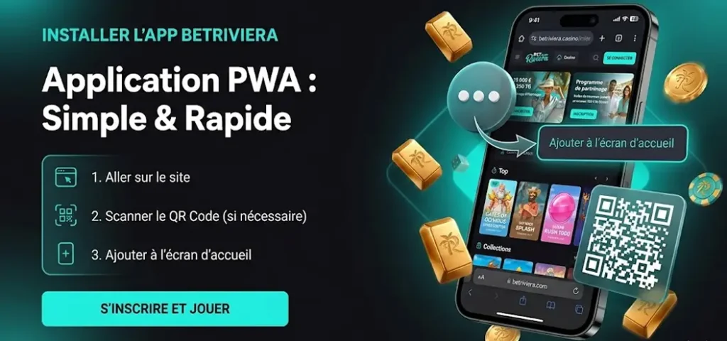 Bouton BetRiviera app installation pour accès rapide au casino