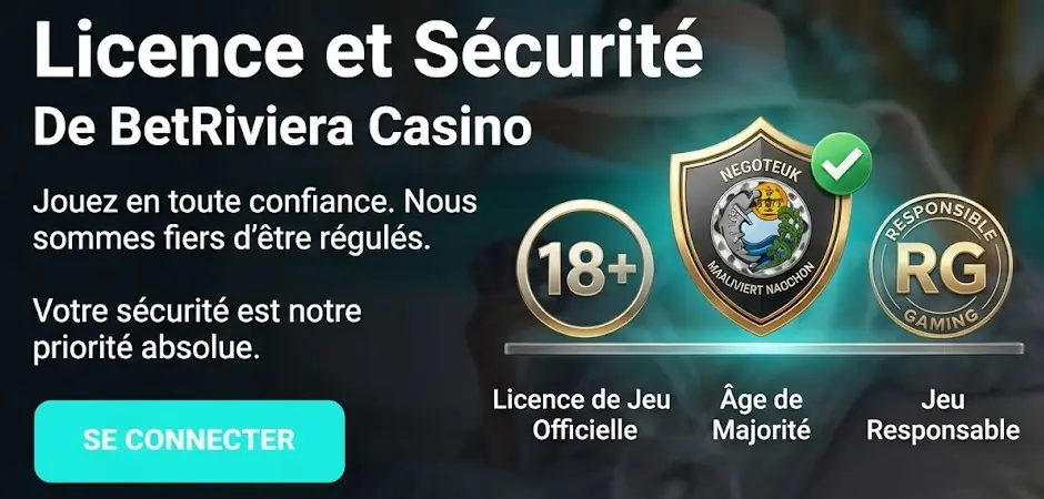 Certificat BetRiviera Casino garantissant la sécurité légale