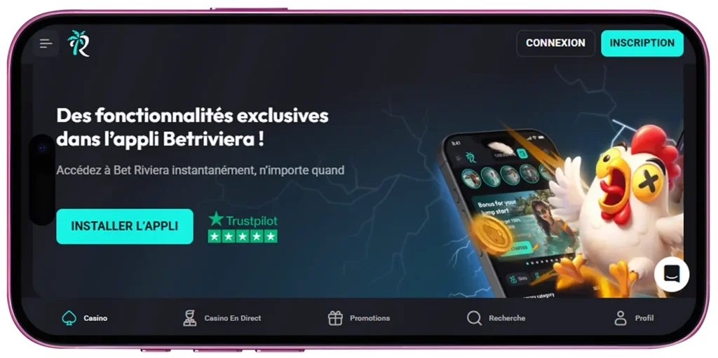 Vue Betriviera mobile navigateur pour accès rapide sans appli